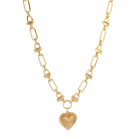 Textured Heart Pendant Toggle Necklace - Picture 3 of 4